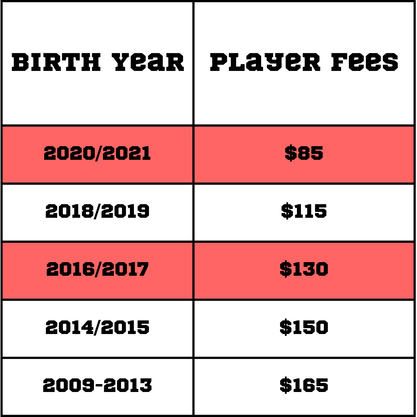2025 Recreation pricing table (12 x 12 cm) (12 x 8 cm) (8 x 4 cm) (12 x 12 cm) 2025 Recreation pricing table (12 x 12 cm) (12 x 8 cm) (8 x 4 cm) (12 x 12 cm)